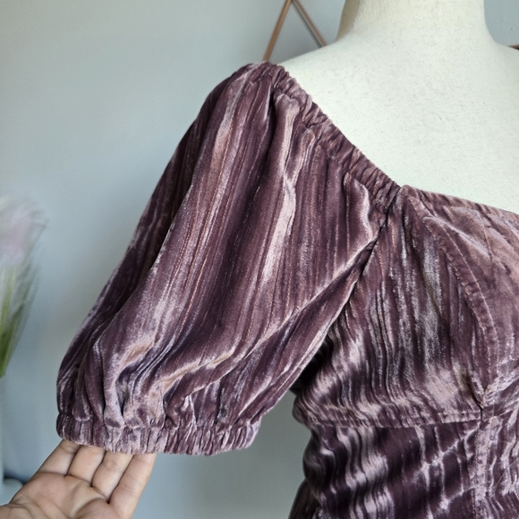 Anthropologie, New, Porridge Purple Velvet Lace-up Peplum Shirt, Size Large - Picture 9 of 16